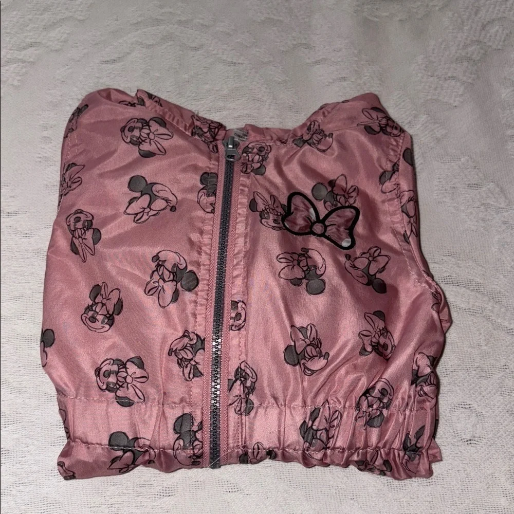 Pink Hooded Jacket with Cartoon Print